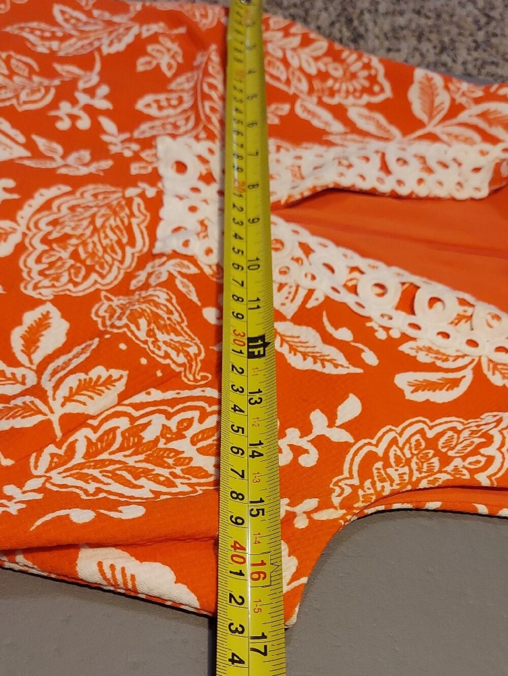 Eliza J Orange & White Floral Sleeveless V-Neck Lace Shift Dress Size 6 - Picture 6 of 11